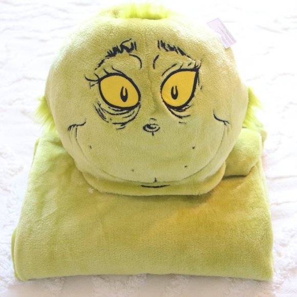 The Grinch Dr. Suess | Soft Wearable Hooded Throw Blanket Christmas Gift NWT |OS - Picture 2 of 8